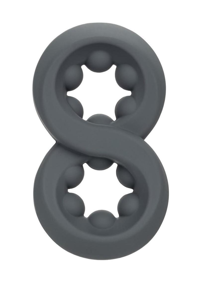 Alpha Liquid Silicone Beaded Crazy 8 Cock Ring - Gray/Grey