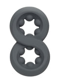 Alpha Liquid Silicone Beaded Crazy 8 Cock Ring - Gray/Grey