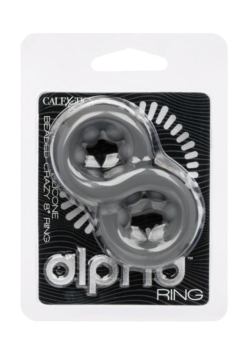 Alpha Liquid Silicone Beaded Crazy 8 Cock Ring - Gray/Grey