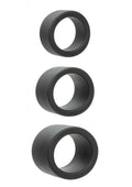 Alpha Liquid Silicone Cock Ring Endurance - Black - 3 Piece/Set