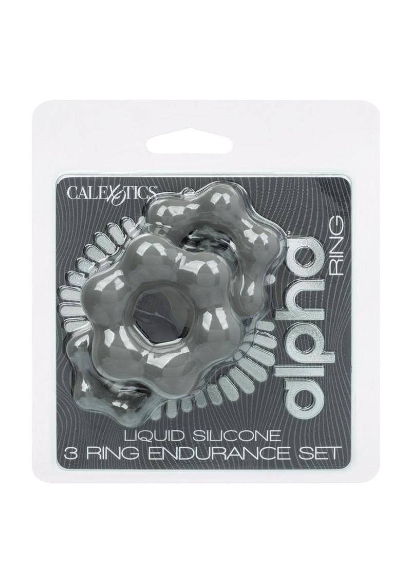 Alpha Liquid Silicone Cock Ring Endurance - Gray/Grey - 3 Piece/Set