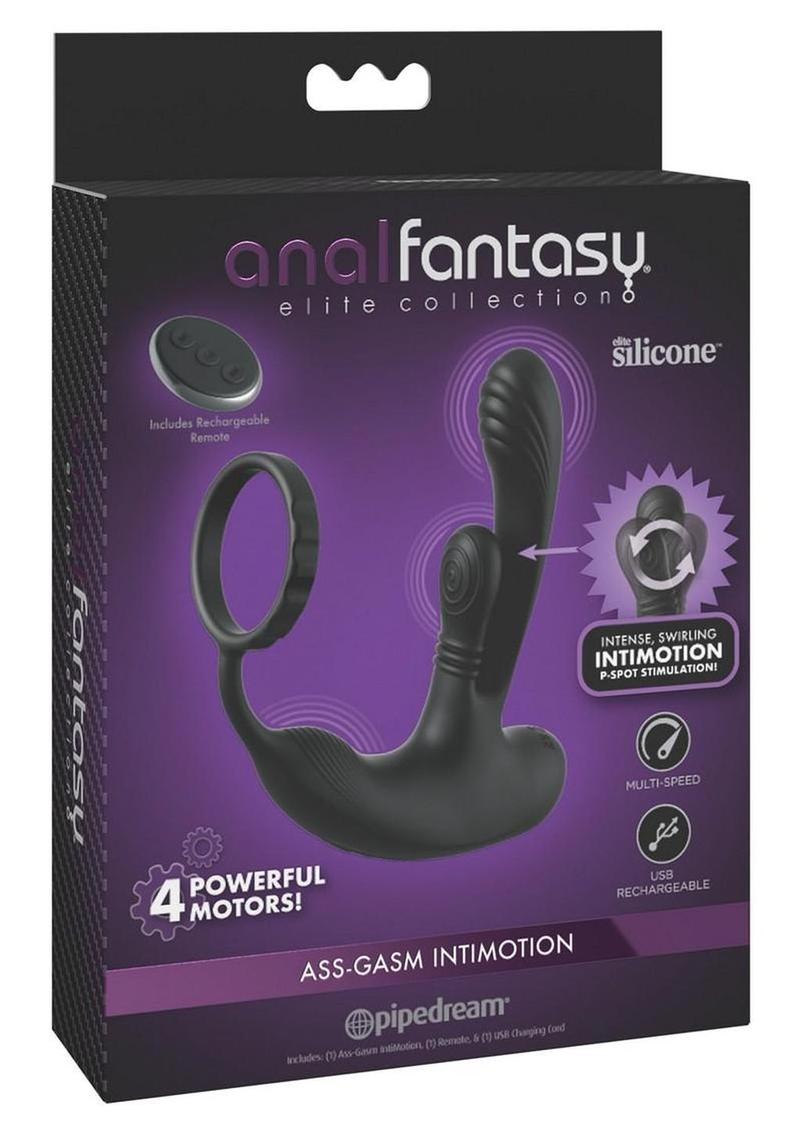Anal Fantasy Elite Ass-Gasm Intimotion Multi-Motor Rechargeable Silicone Anal Plug - Black