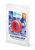 B-Vibe Flex Ring Grip Silicone Cock Ring - Red