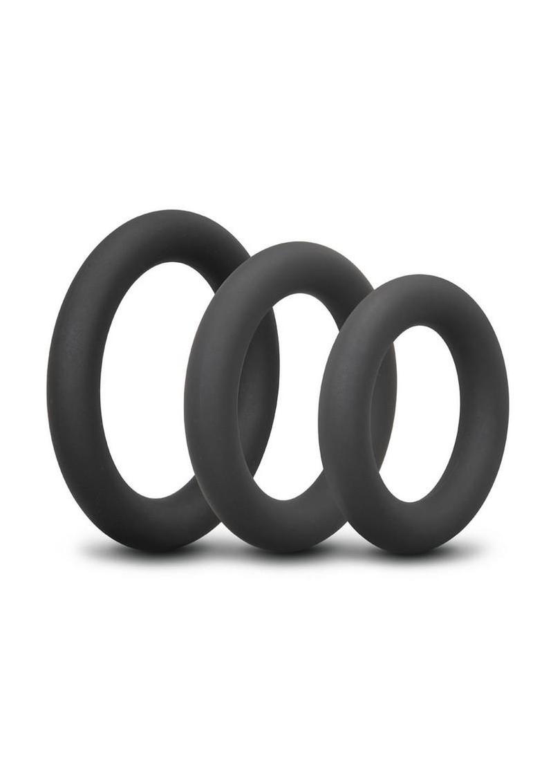 B-Vibe Snug Ring Thick Silicone Cock Ring - Black - 3 Pack