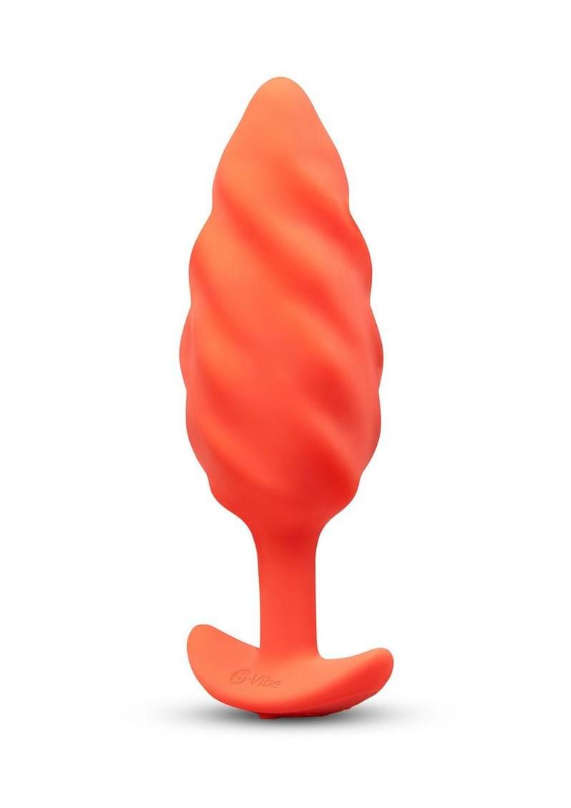 B-Vibe Swirl Textured Silicone Plug - Orange