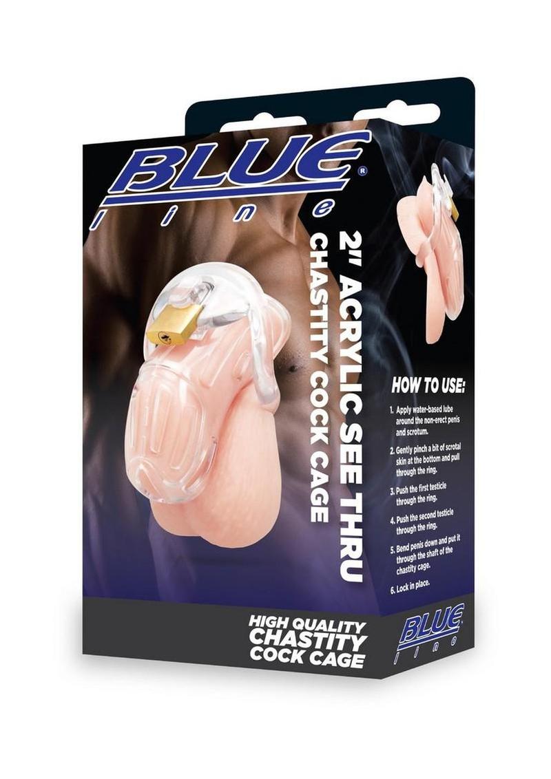 Blueline Acrylic See Thru Chastity Cock Cage - Clear - 2in