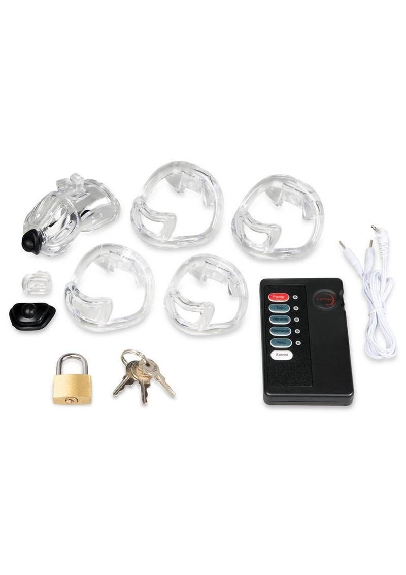 Blueline Electroshock Acrylic See Thru Chastity Cock Cage