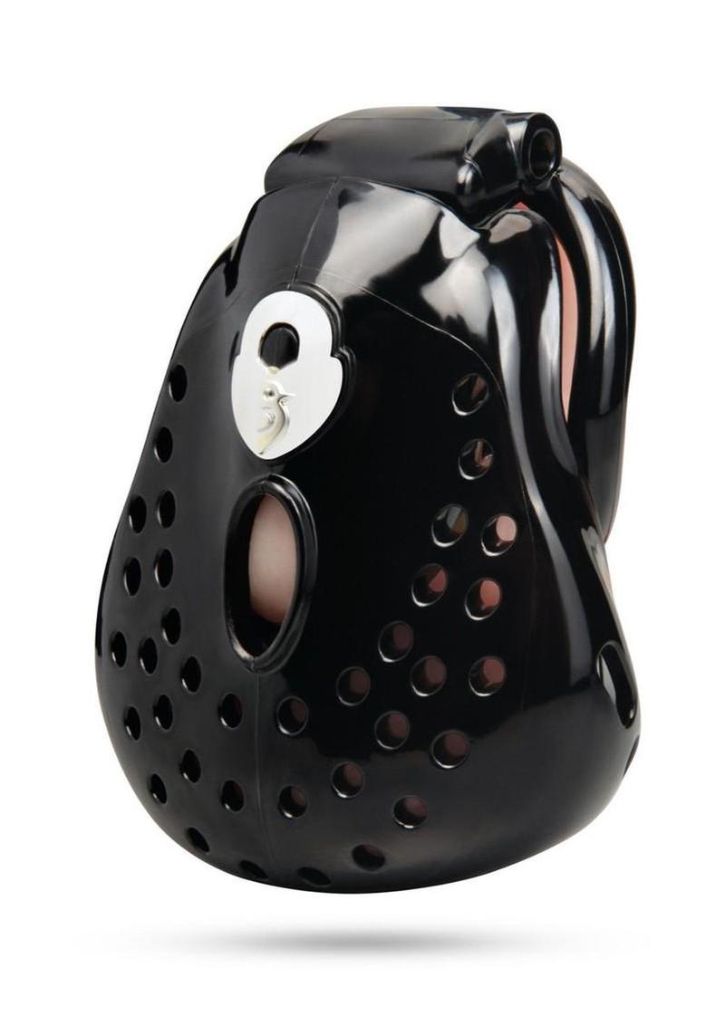 Blueline Full Coverage Cock and Balls Locked Up Chastity Cage Trap - Black