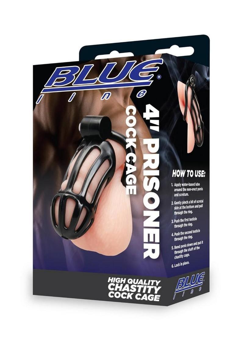 Blueline Prisoner Cock Cage - Black - 4in