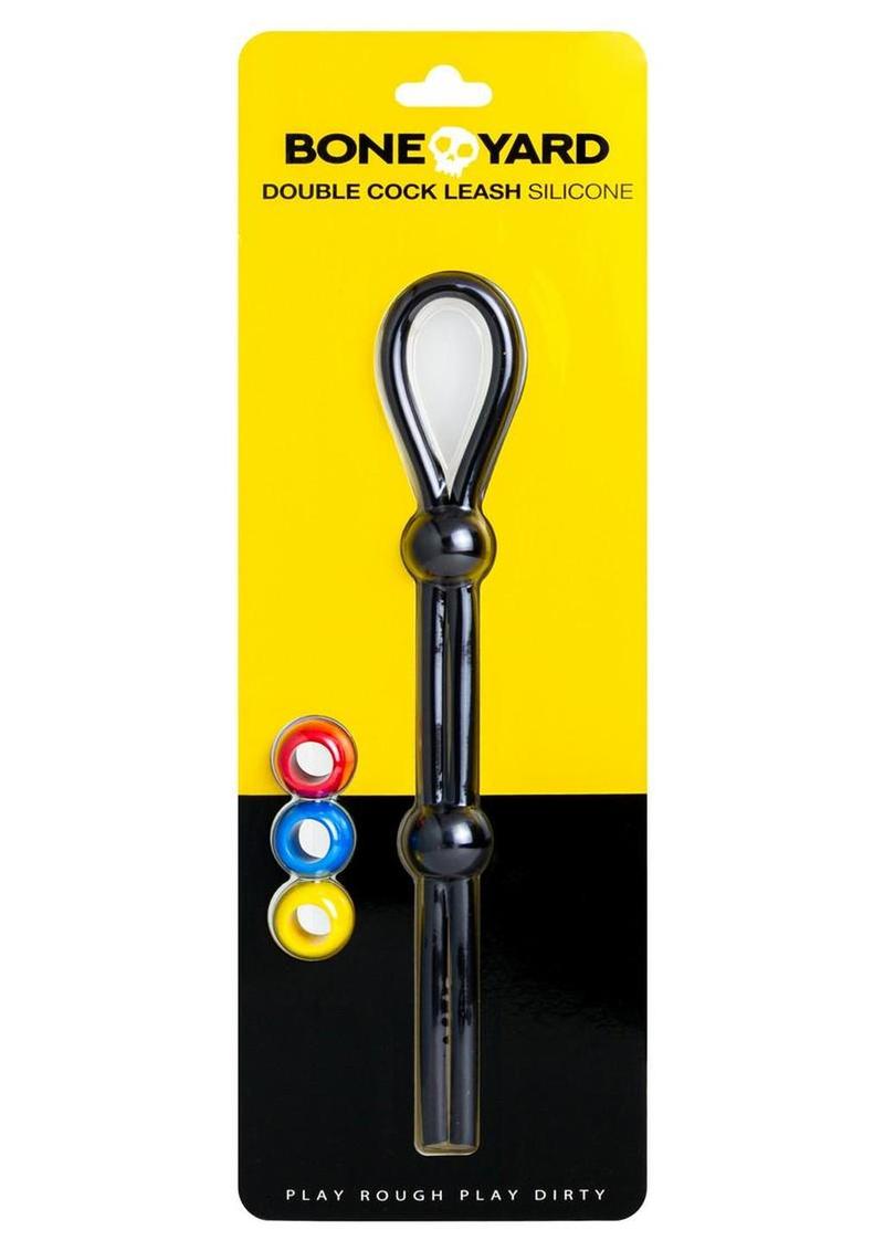 Boneyard Single Slide Cock Leash 2x Stretch Silicone - Black/Multicolor