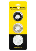 Boneyard Triple Play Stackable Bulge Cock Rings - Assorted Colors/Black - Set Of 3