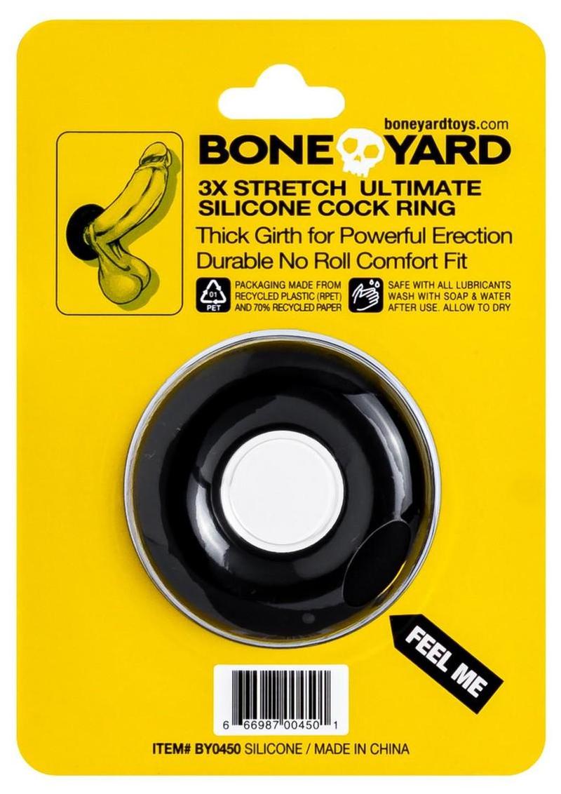 Boneyard Ultimate Silicone Cock Ring - Black - 2in