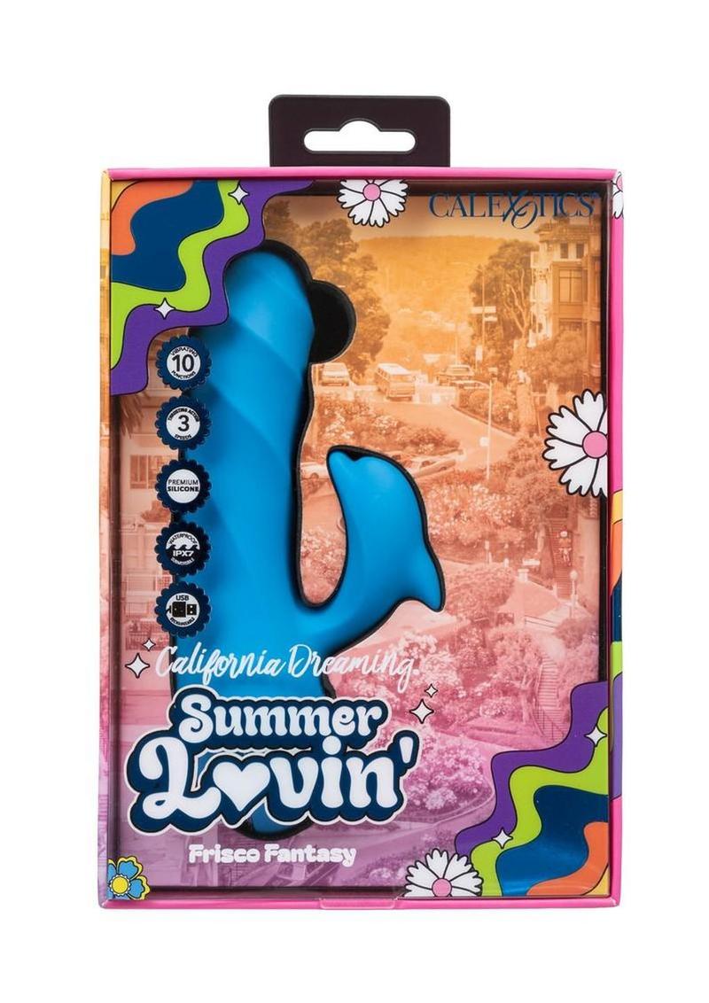 California Dreaming Summer Lovin' Frisco Fantasy Rechargeable Silicone Dual Stimulating Vibrator - Blue