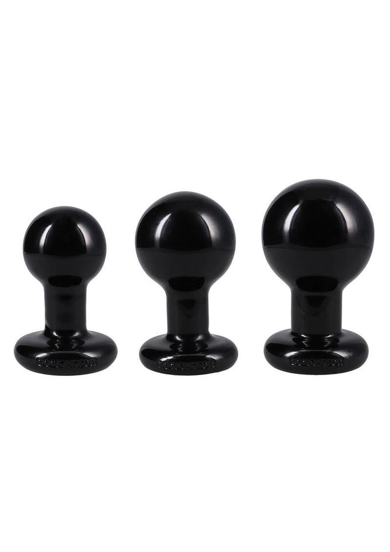 Classic Round Butt Plug - Black - 3 Piece/Set