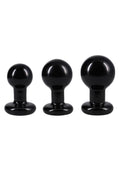 Classic Round Butt Plug - Black - 3 Piece/Set