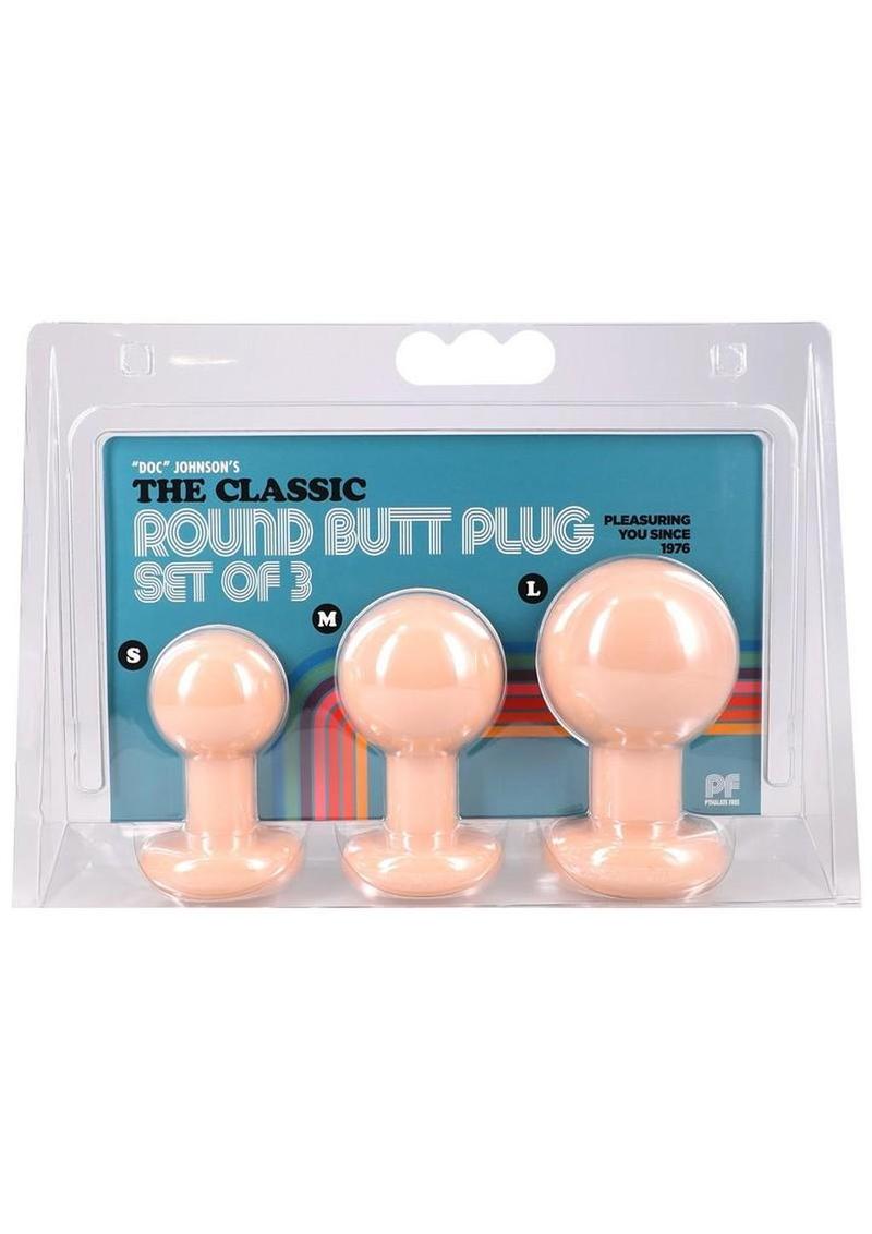 Classic Round Butt Plug - Vanilla - 3 Piece/Set