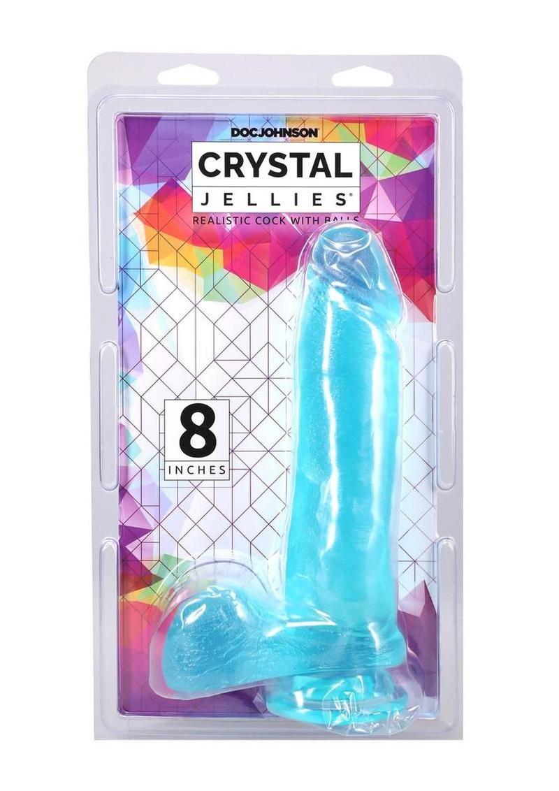 Crystal Jellies Realistic Dildo with Balls - Teal - 8in