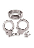 Dominant Submissive Collection Cock Ring and Handcuffs - Metal/Silver