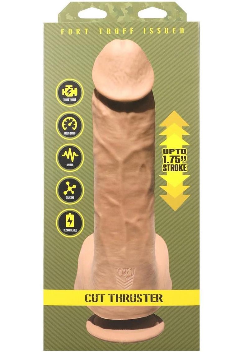 Fort Troff Cut Thruster Rechargeable Silicone Dildo Sex Machine with Remote - Caramel