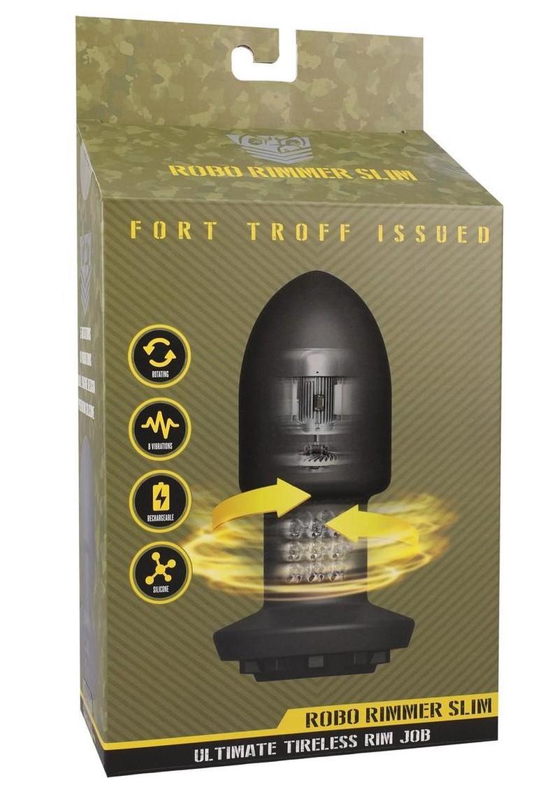 Fort Troff Robo Rimmer Slim Recharageable Silicone Anal Plug with Wireless Remote - Black