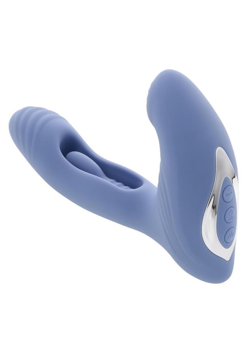 Gender X Flapjack Rechargeable Silicone Vibrating Dildo with Clitoral Stimulator