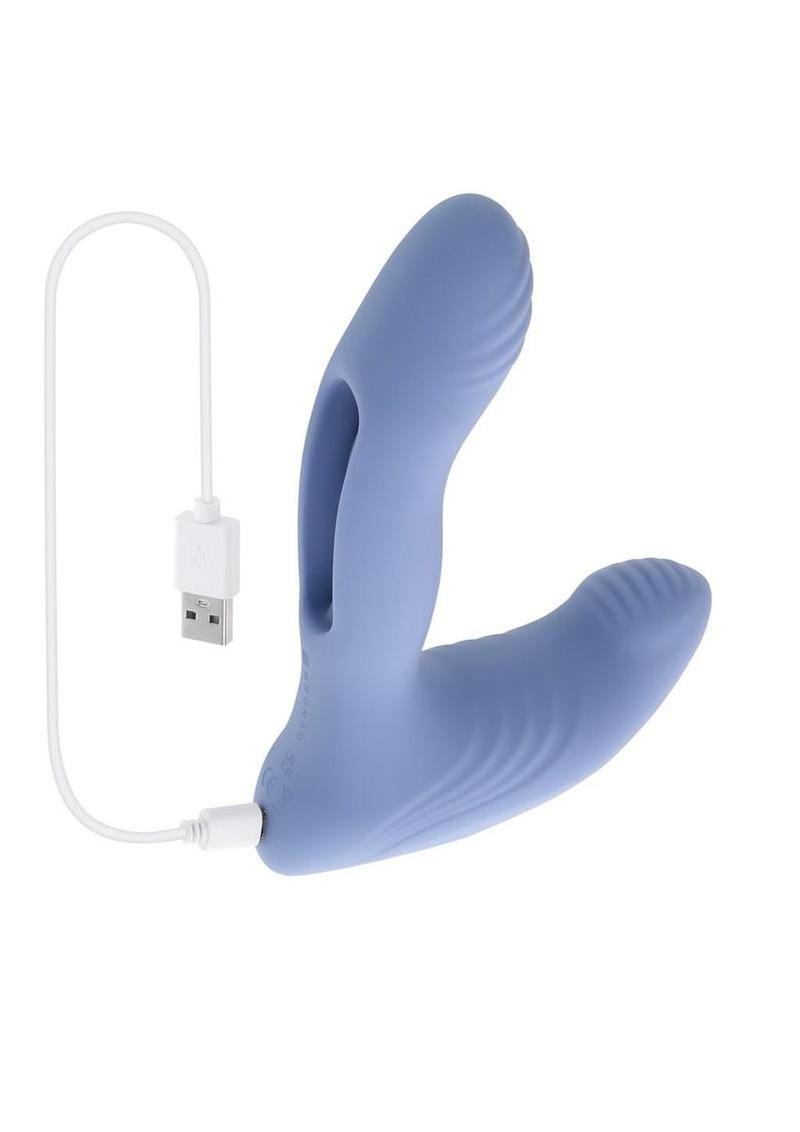 Gender X Flapjack Rechargeable Silicone Vibrating Dildo with Clitoral Stimulator