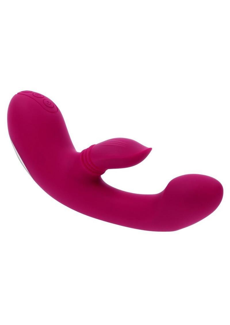 Gentle Persuasion Rechargeable Silicone Vibrator with Clitoral Stimulator - Red