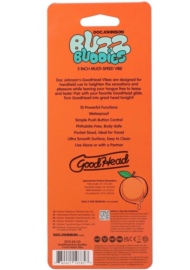 Goodhead Buzz Buddies Peaches 5in Vibe - Green/Orange