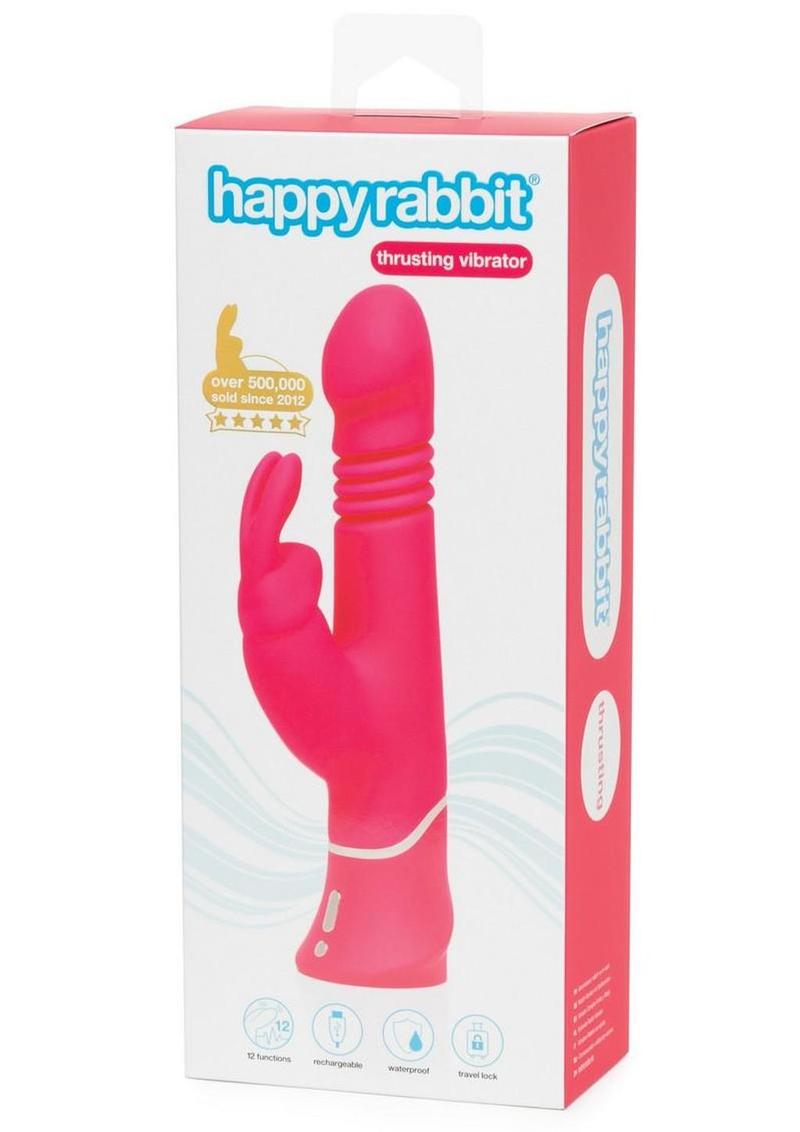 Happy Rabbit Thrusting Realistic Silicone Rabbit Vibrator - Pink