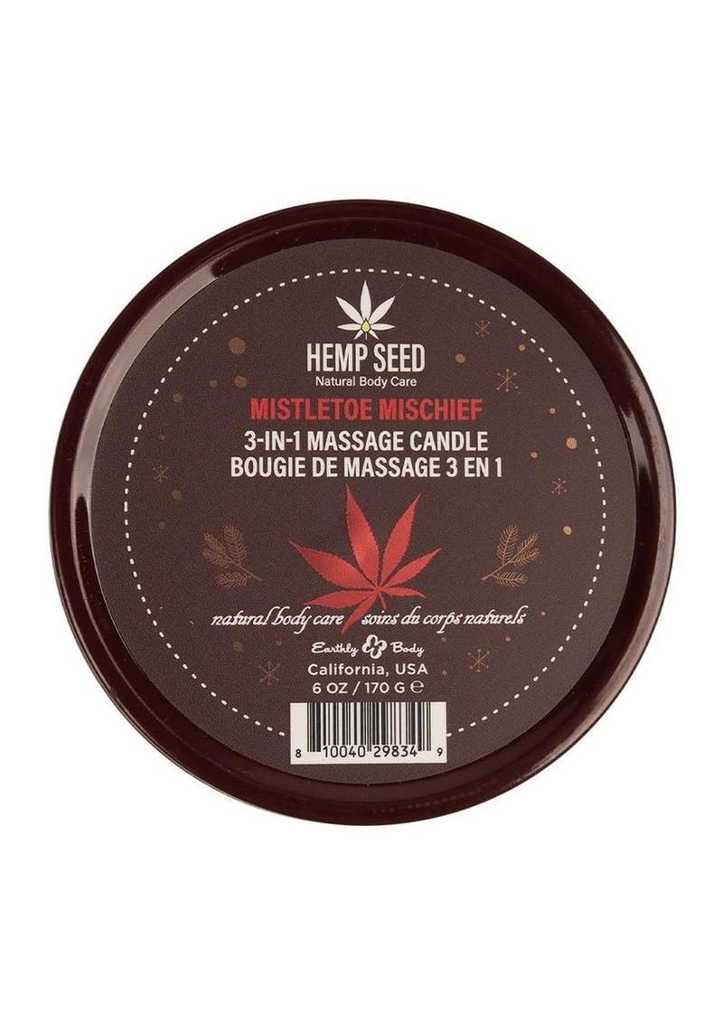 Earthly Body Hemp Seed 3 In 1 Massage Candle - Mistletoe Mischief - 6oz