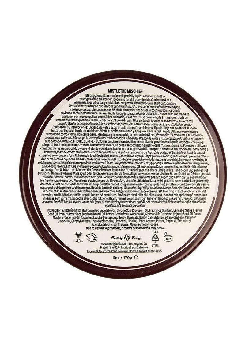 Earthly Body Hemp Seed 3 In 1 Massage Candle - Mistletoe Mischief - 6oz