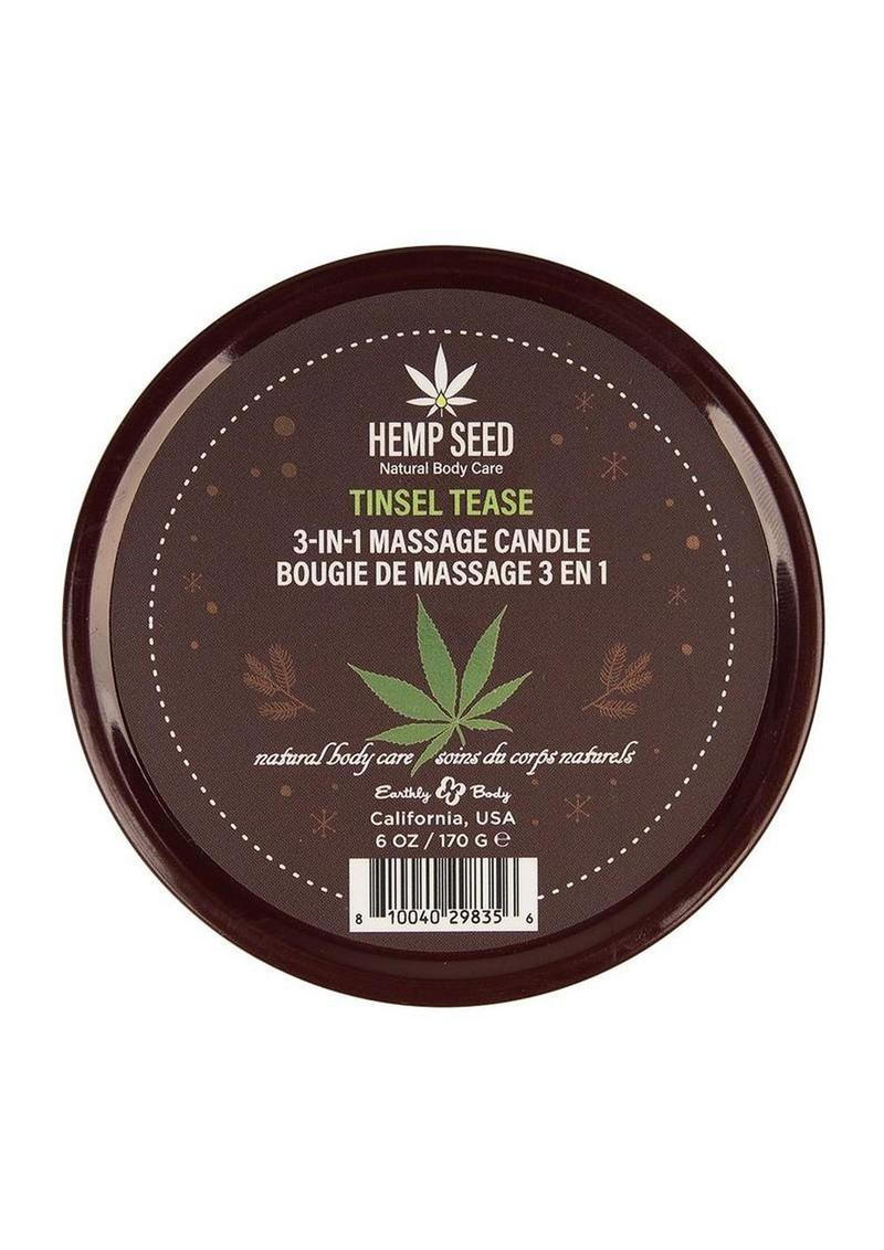 Earthly Body Hemp Seed 3 In 1 Massage Candle - Tinsel Tease - 6oz