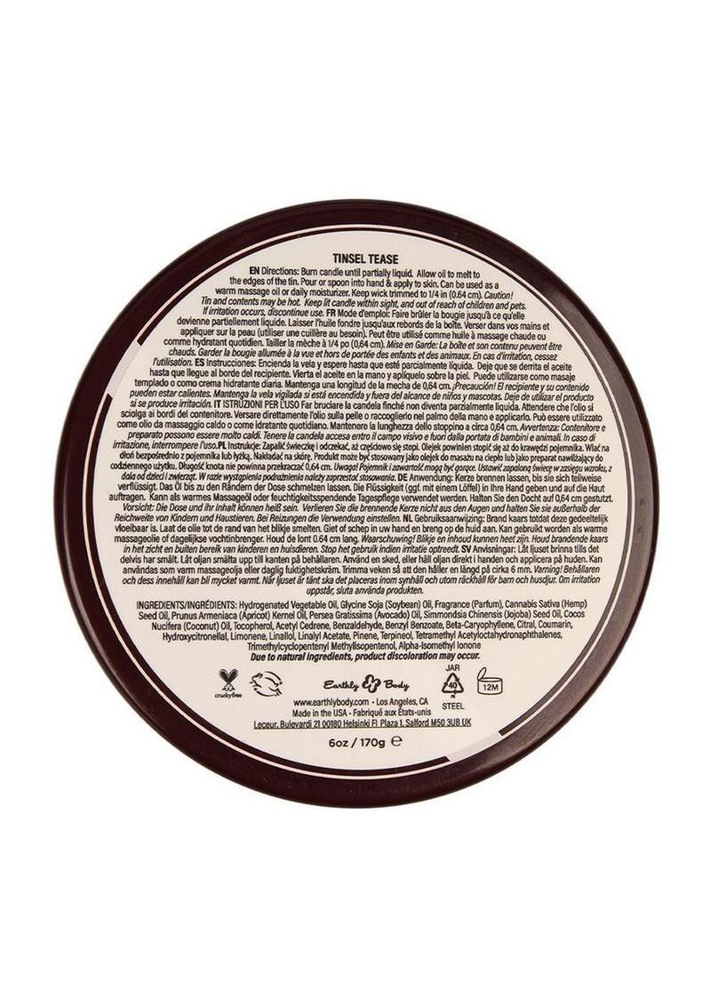 Earthly Body Hemp Seed 3 In 1 Massage Candle - Tinsel Tease - 6oz