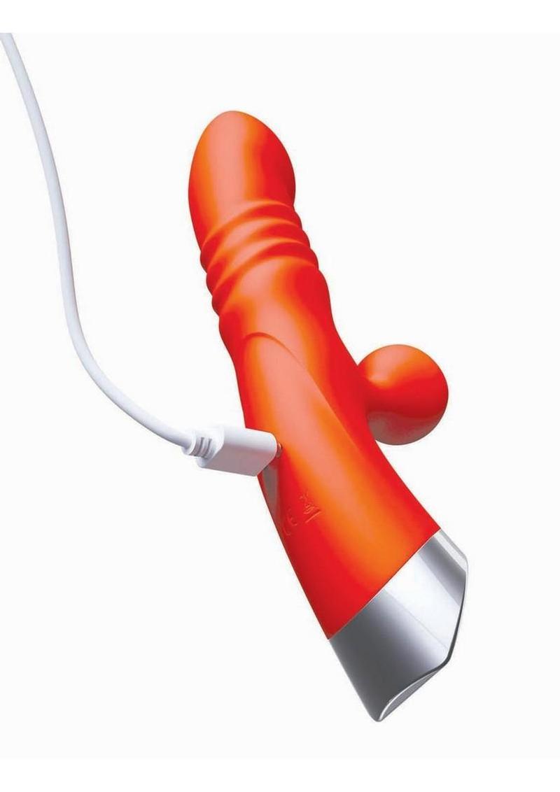 Intruder Thrust Rechargeable Silicone Pleasure Vibrator - Tangerine