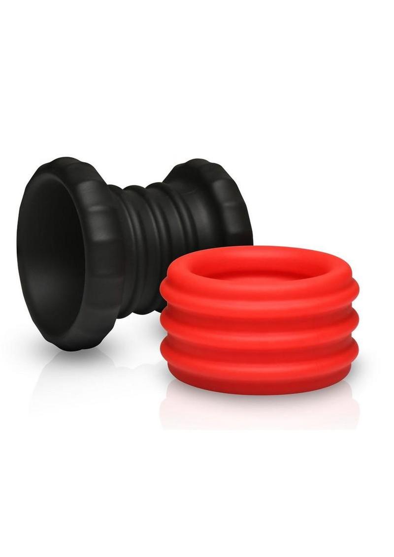Jock 2-In-1 Silicone Cock Ring - Black/Red