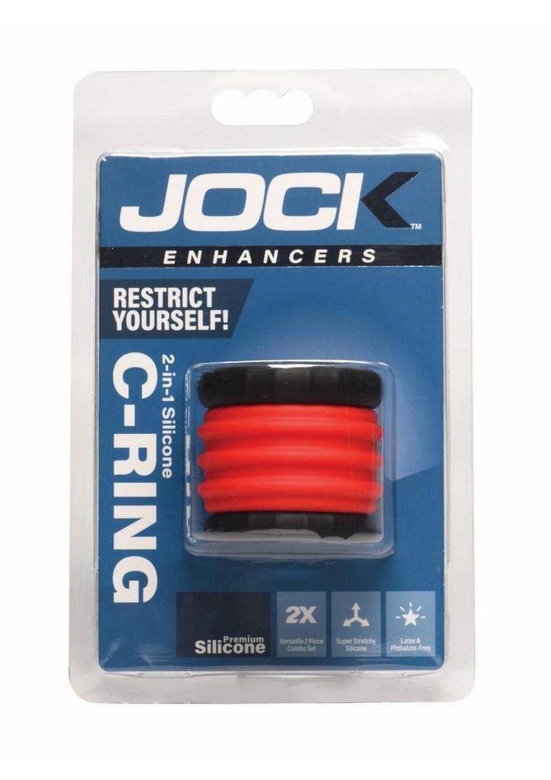 Jock 2-In-1 Silicone Cock Ring - Black/Red