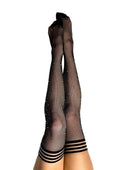 Kixies Angelica Rhinestone Fishnet Thigh Highs - Size A - Black - Small
