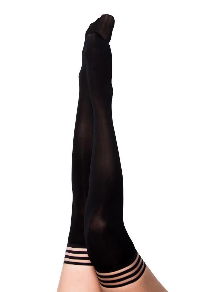 Kixies Danielle Opaque Thigh High Tights - Size A - Black - Small