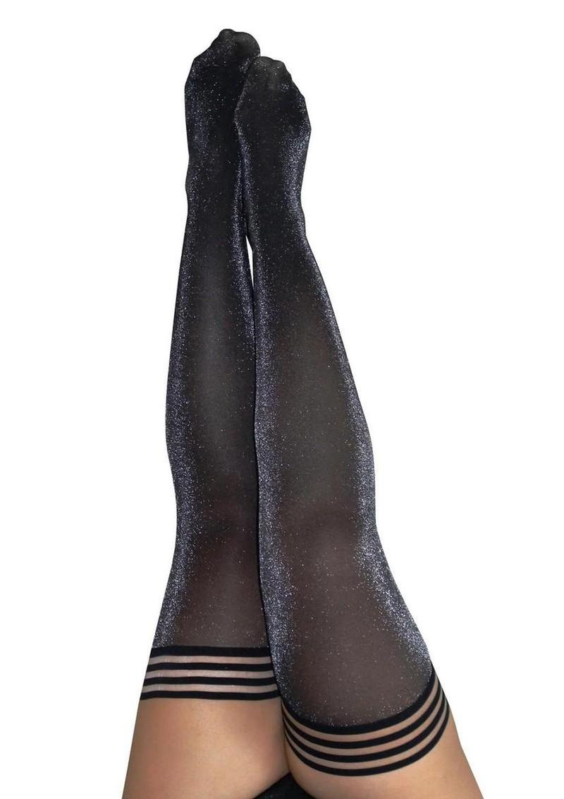 Kixies Kaylee Shimmer Thigh High Tights - Size B - Grey - Medium