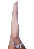 Kixies Sammy Fishnet Thigh High - Size C - White - Large