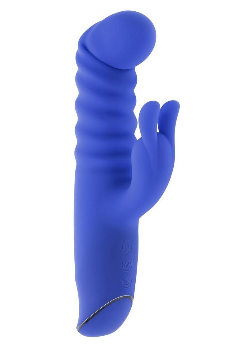 Knock Knock Rechargeable Silicone Rabbit Vibrator - Blue