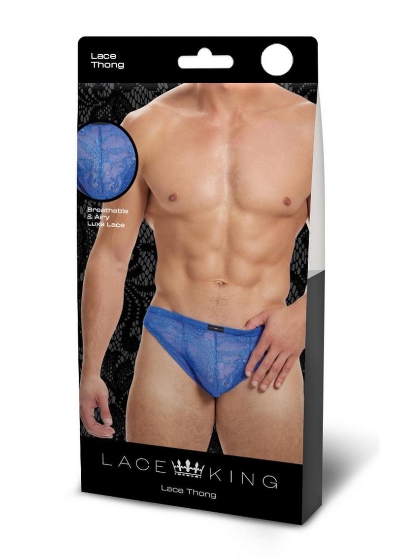 Lace King Lace Thong - Blue - Large/XLarge