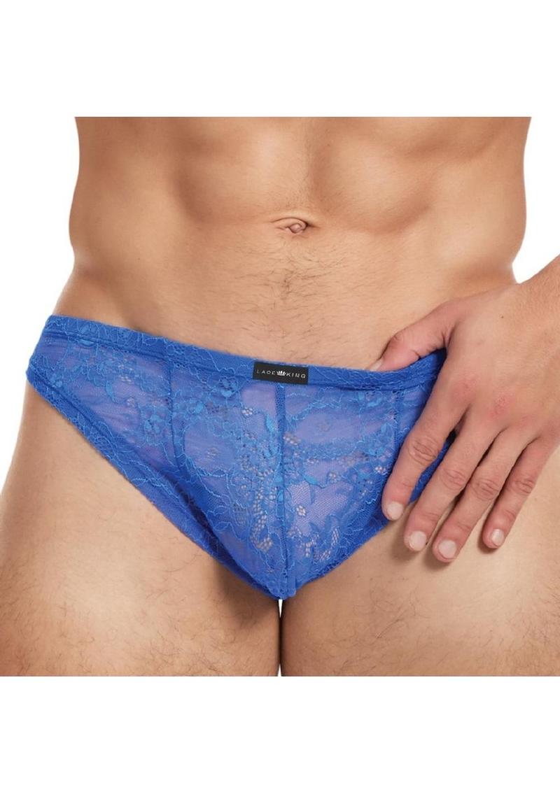 Lace King Lace Thong - Blue - Medium/Small