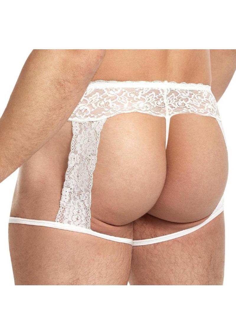 Lace King Men's Lace and Mesh Garter Panty