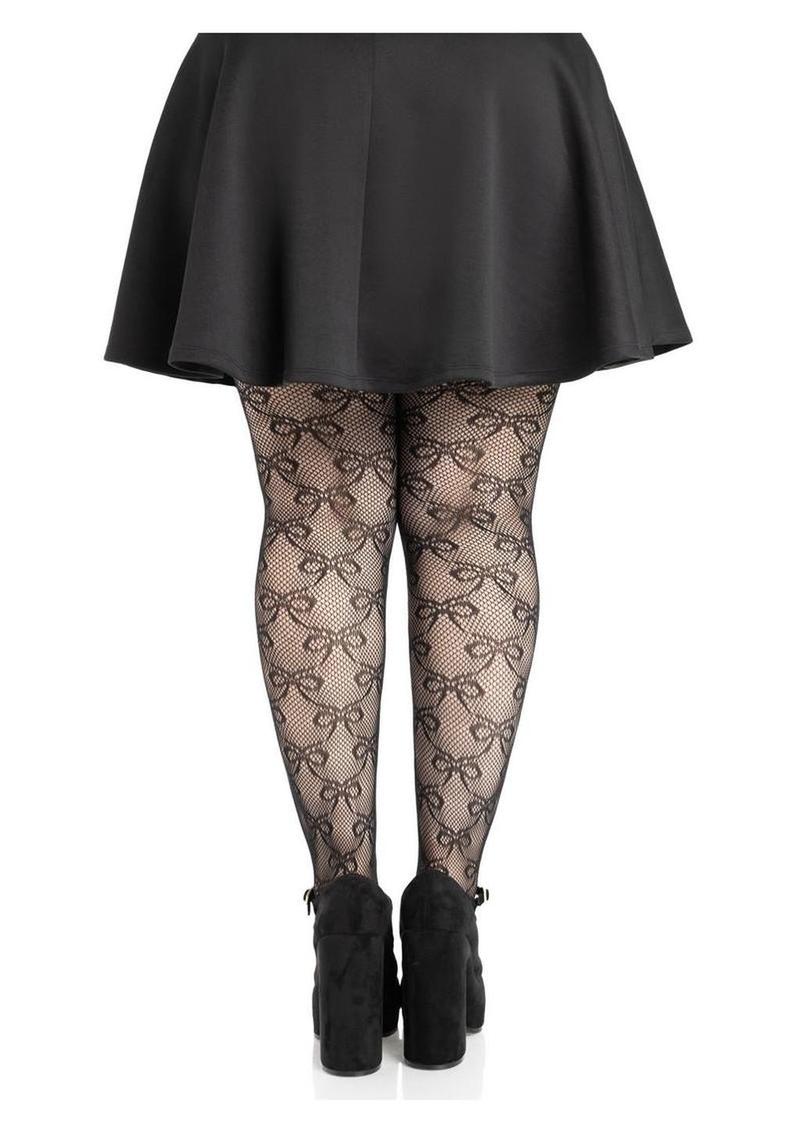 Leg Avenue Bow Net Tights - 1x/2x - Black
