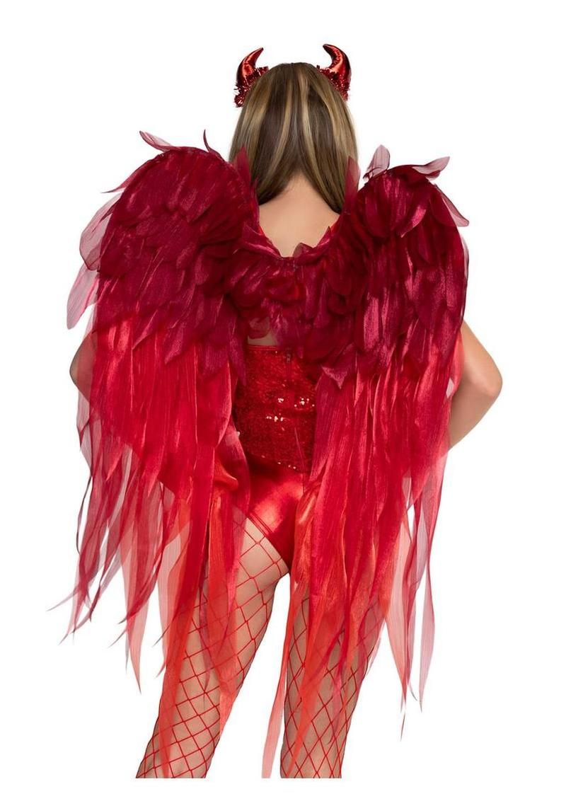 Leg Avenue Dark Enchantress Chiffon Wings and Horn Headband - Red - One Size - 2 Piece