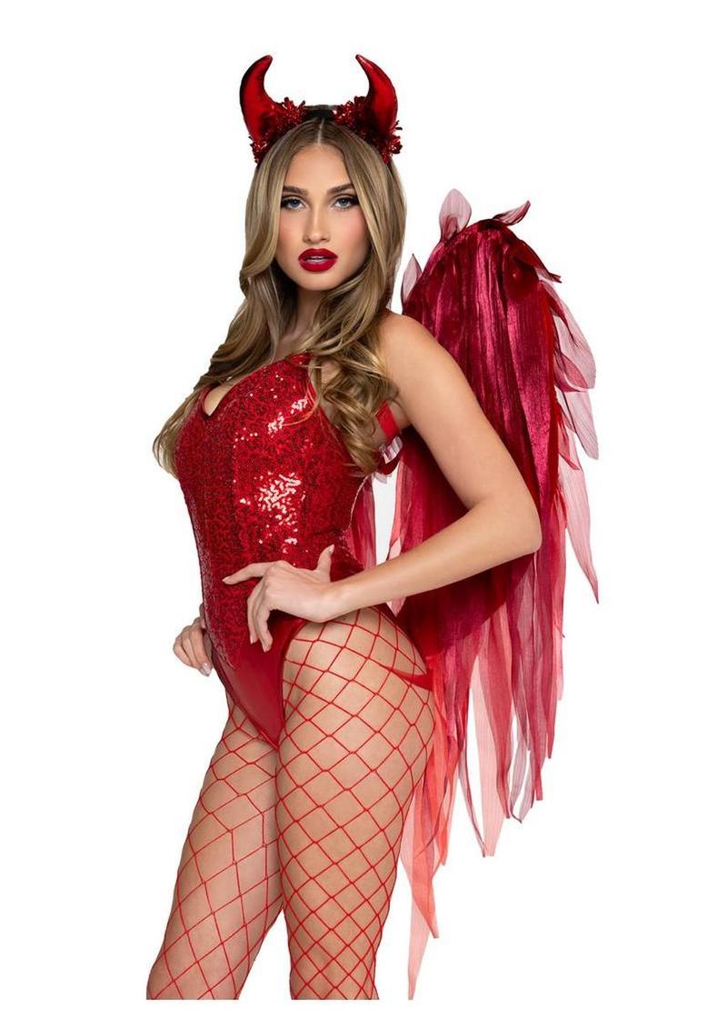 Leg Avenue Dark Enchantress Chiffon Wings and Horn Headband