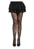 Leg Avenue Fleurine Eyelet Lace Tights - Black - One Size