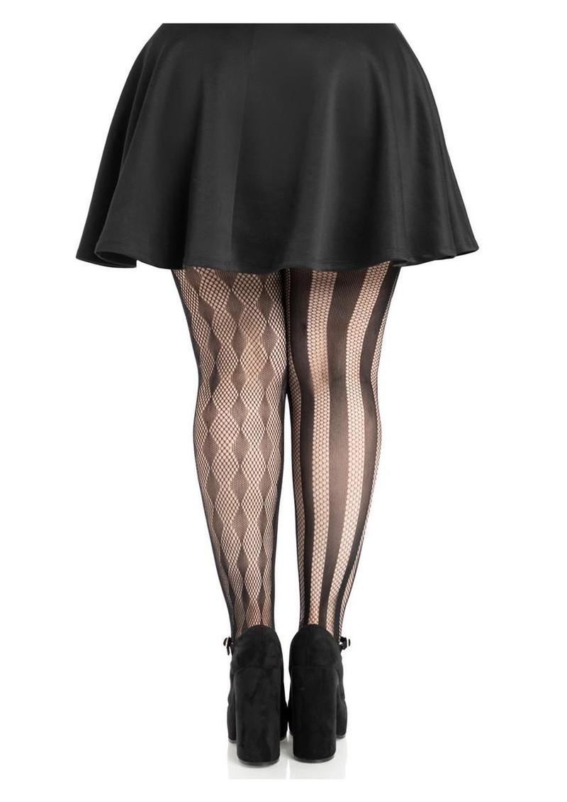 Leg Avenue Harlequin Net Tights - 1x/2x - Black