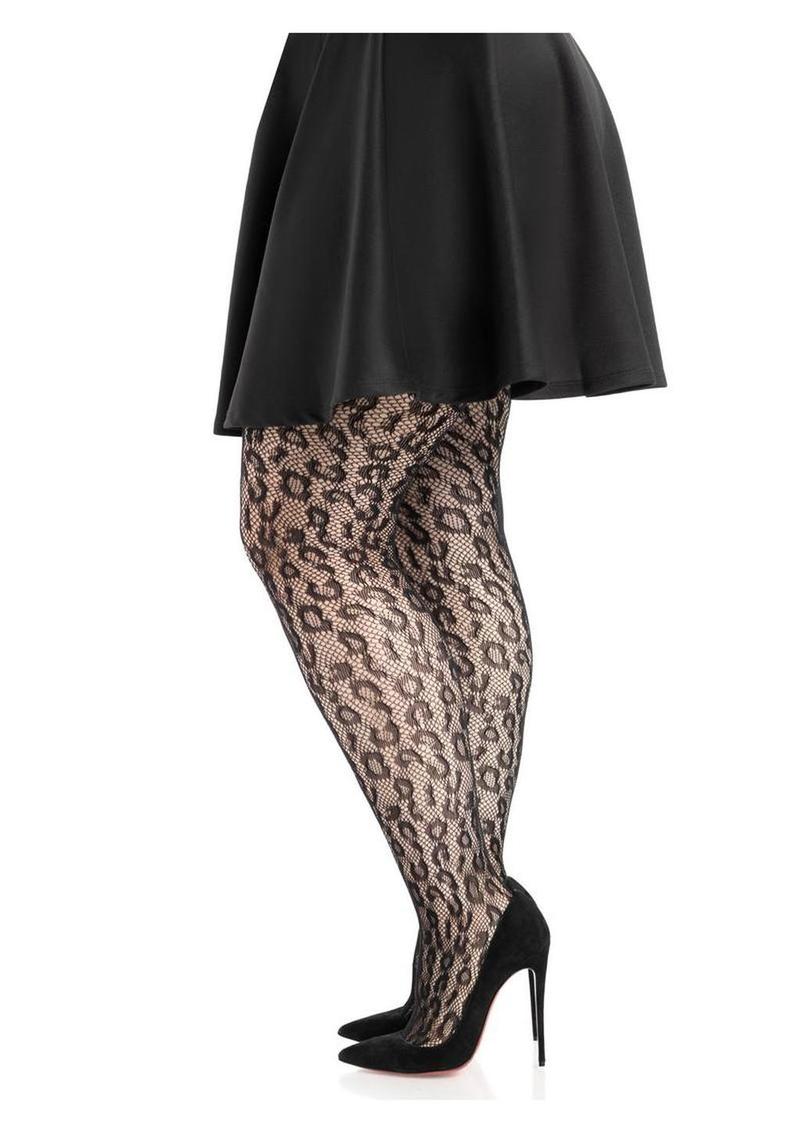 Leg Avenue Leopard Net Tights - 1x/2x